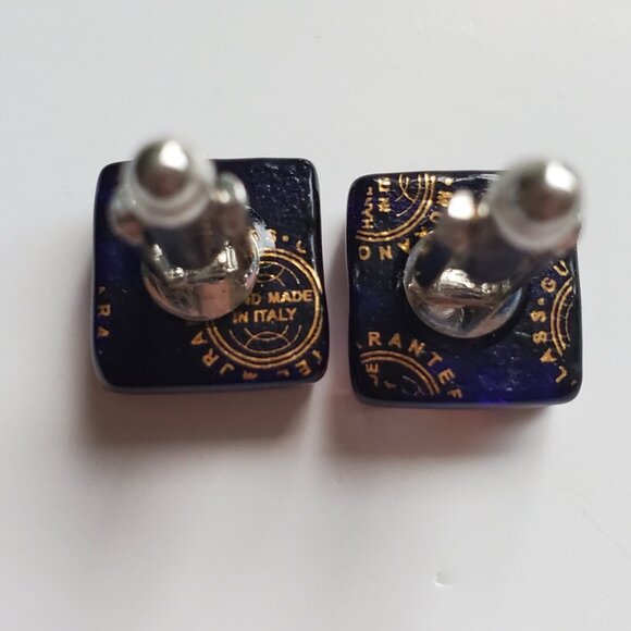 ITALIAN MURANO GLASS Men's Cufflinks Vibrant Red Infused 24K Gold | Chrome Back - Picture 3 of 4